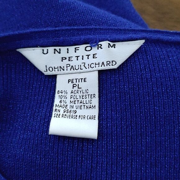 Uniform JohnPaulRichard blue sparkle 3/4 sleeve length sweater  Sz PL - Picture 4 of 4